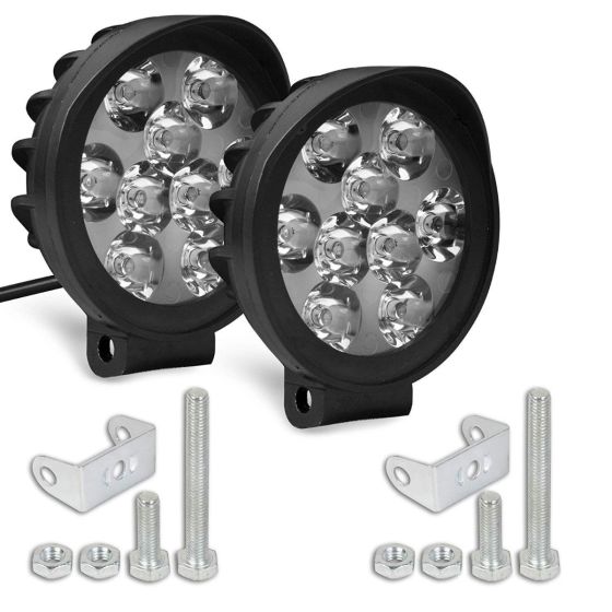 Allextreme EX-9WDL01 Off Road Driving Lamp with Switch 9 LED Round 3" Foglights for Motorcycles, Cars & Bikes (9W, White Light, 2 Pcs)