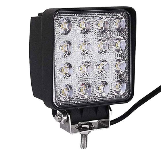 Allextreme EX4ISF1 48W 4 Inch Foglight 16 LED Square Pod Waterproof Flood Driving Lamp for Car Truck Jeep SUV ATV (Pack of 1, White)