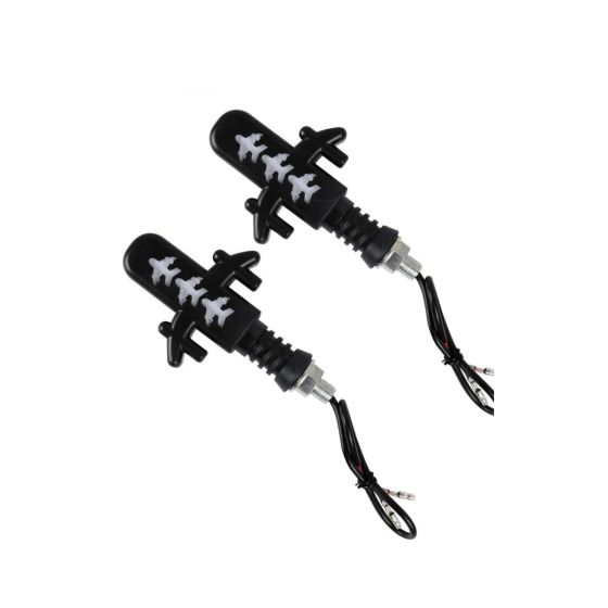 Allextreme EXAIBY2 Aeroplane Style LED Side Indicator Light Front Rear Universal Fit Turn Signal Lamp for Bikes and Motorcycles (Yellow, 2 PCS)