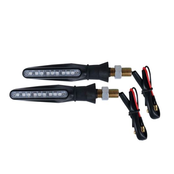 Allextreme EXBILB2 Bar Style 9 LED Side Indicator Light Front Rear Universal Fit Turn Signal Lamp for Bikes and Motorcycles (Blue, 2 PCS)