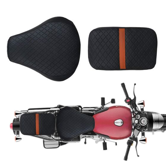 Allextreme Motorcycle Seat Cover PU Leather Anti Skid Split Water-Resistant Bike Cushion Compatible with All Motorcycles- (Black, Model-20)