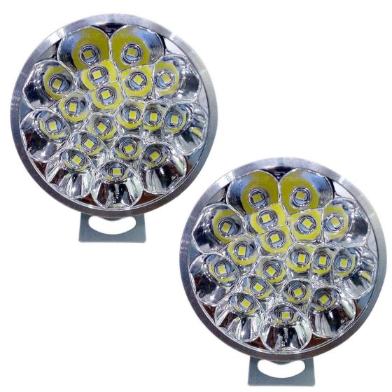 Allextreme EX18RF2 18 LED Round Fog Light Spot Beam Waterproof Pod Driving Work Lamp for Motorcycle and Cars (27W, White Light, 2 PCS)