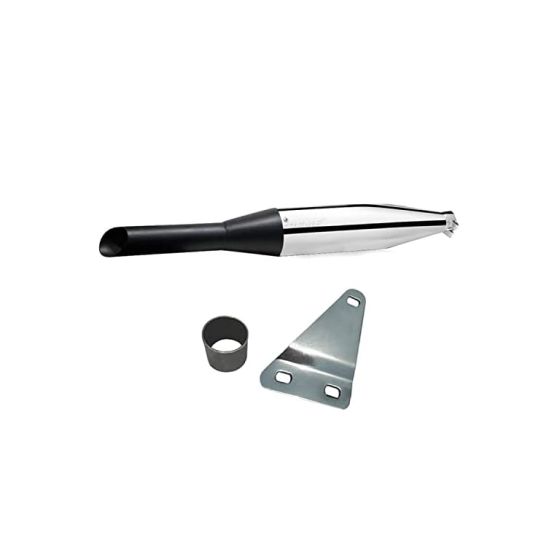 ALLEXTREME Red Rooster Silencer Exhaust with Bush Compatible for Royal Enfield BS3 and BS4 Model Bullet 350cc and 500cc (Chrome with Black Tail)