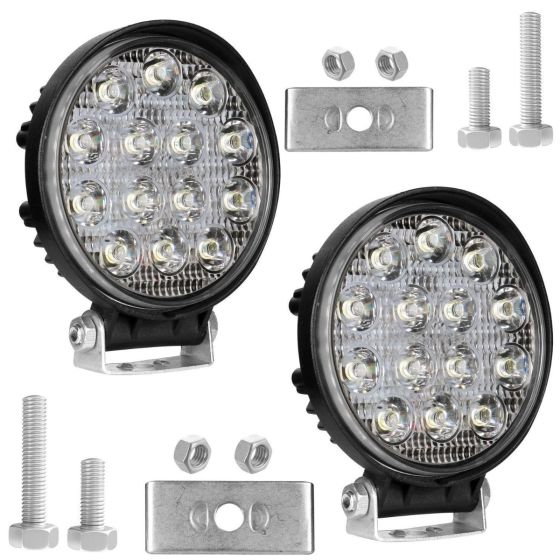 Allextreme EX14FL2 14 LED Round Fog Light Waterproof Driving Spot Flood Combo Beam Roof Bar Bumper Lamp Pod Cars, Jeeps and Bikes (42W, White, 2 PCS, 6 Months Warranty)