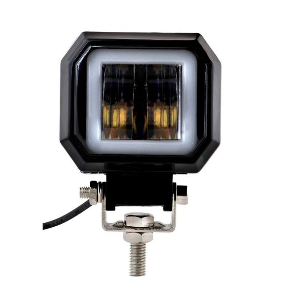 Allextreme EX3HW1W 2.5 Inch Square White Fog Light with White Halo Angel Eye Ring for Bike Motorcycle Car and Off Road SUV (20W, 1 Pc)
