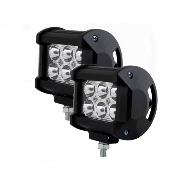 Allextreme EX6LD2F Waterproof 6 LED Fog Light Combo Beam Waterproof Heavy Duty Work Lamp for Motorcycle Bike Car and SUV (18W, White & Yellow, 2 PCS)