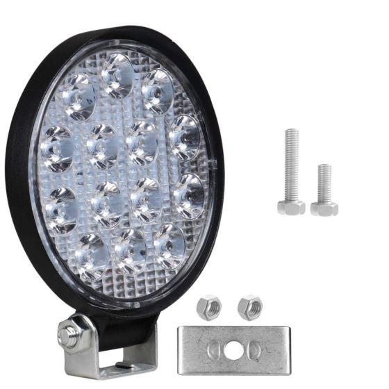 Allextreme EX14WY1 14 LED Round Fog Light 4 Inches Waterproof Driving Spot Lamp with Mounting Bracket for Car, Motorcycle and Outdoor Applications (42W, White & Yellow, 1 PC)