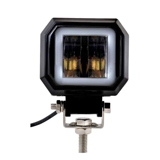 Allextreme EX3HR1W 2.5 Inch Square White Fog Light with Red Halo Angel Eye Ring for Bike Motorcycle Car and Off Road SUV (20W, 1 Pc)