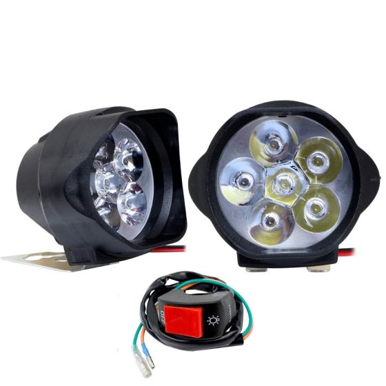 Allextreme EX06L3S 6 LED Fog Light White Light Waterproof Mirror Mount Driving Work Lamp with On/Off Switch for Motorcycles and Cars (10W, 2 PCs)