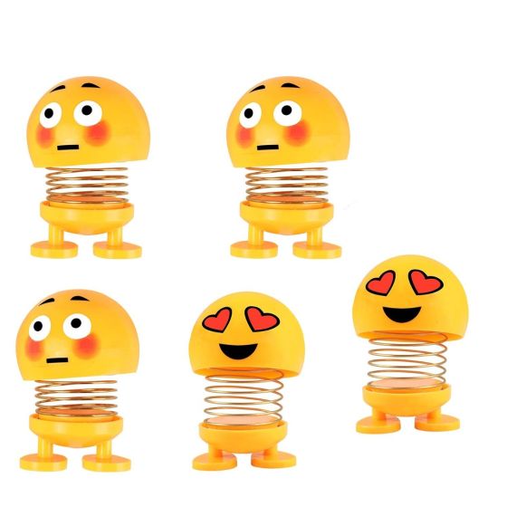 Allextreme EXNTA195 Happy Head Shaking Smiley Emoji Dancing Toys for Car Interior Decoration Accessories Small Decorative Items Gifts (Random Expressions, 3Pcs)