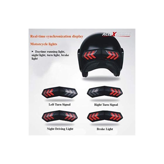 Allextreme EXHTILR Wireless Motorcycle Helmet LED Safety Light 4 Mode USB Charging Bike Turn Signal Warning Brake Lamp