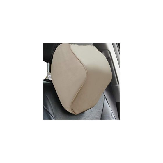 Allextreme EXMFTB1 Memory Foam Car Seat Neck Pillow Headrest Travel Cushion for Cervical Support & Sleeping (Beige)