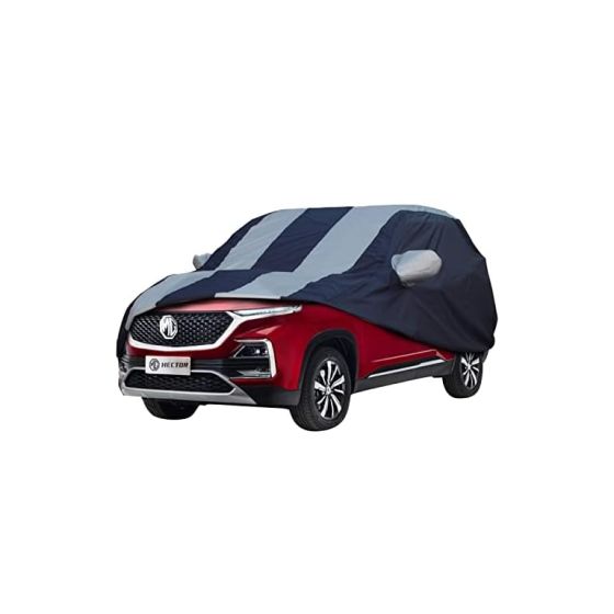Allextreme H7005 Car Body Cover Compatible with MG Hector Custom Fit Dustproof UV Heat Resistant Indoor Outdoor Body Protection5 (Blue-Silver with Mirror)