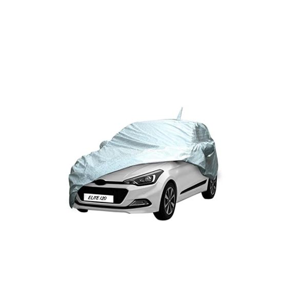 Allextreme I7007 100% Tested Waterproof Car Body Cover Compatible with Hyundai Elite i20 Custom Fit Dustproof UV Heat Resistant Indoor Outdoor Body Protection (Reflective Silver with Mirror)9