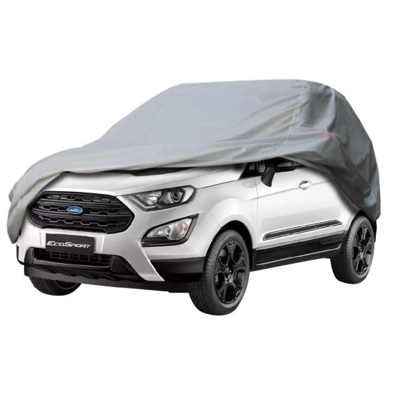 Allextreme FE7002 Car Body Cover Compatible with Ford EcoSport Custom Fit Dustproof UV Heat Resistant Indoor Outdoor Body Protection (Silver without Mirror)