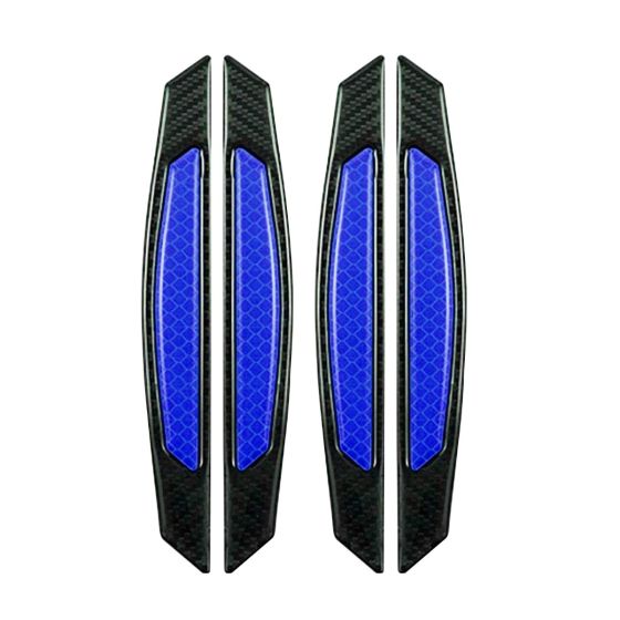 AllExtreme EXCDP1B 4 Pcs Car Reflective Door Protector Anti-Scratch Strip Warning Reflector Night Decal Sticker (Blue)