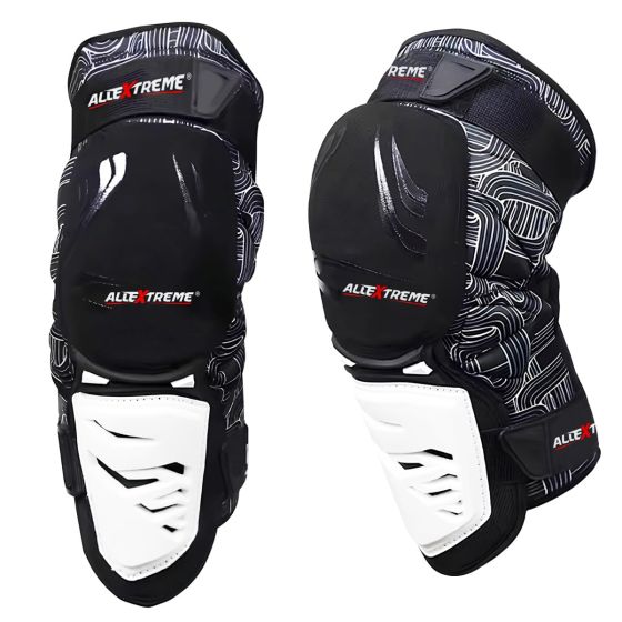 AllExtreme EXV-MKW2 Knee Guard Adjustable Breathable Unisex Feet Protector Armor Pads for Motorcycle Racing Bike Riding (Set of 2, White)