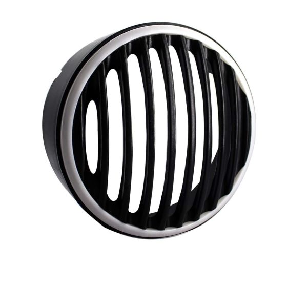 AllExtreme EXHLG1B 7 Inch PVC Headlight Grill Cover with DRL LED Light Compatible for Bullet Classic Electra Standard 350cc 500cc (Blue)