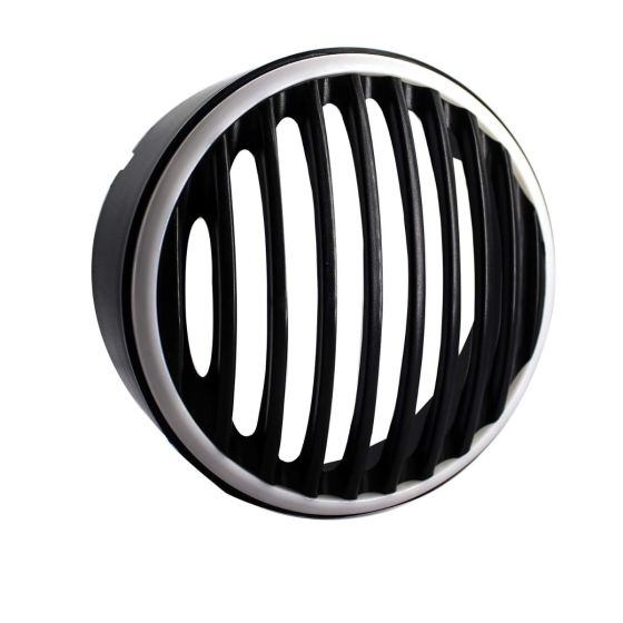 AllExtreme EXHLG1R 7 Inch PVC Headlight Grill Cover Bike with DRL LED Light for Motorcycle (Red)