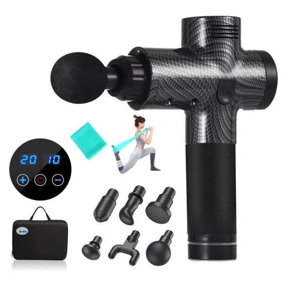 AllExtreme MG-01 Battery Powered Massage Gun Portable Vibration Muscle Body Massager with 4 Heads, LCD, Touch Button & 20 Adjustable Speed Vibrator for Neck, Leg, Hand & Back, Multicolor