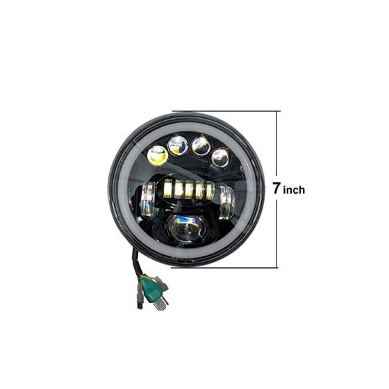 Allextreme EXN7LH2 7 Inch Full Ring Round LED Headlight with Hi/Low Beam and Angel Eye Lamp Compatible with Bullet, Harley Davidson Jeep Wrangler 75w (Pack of 2)
