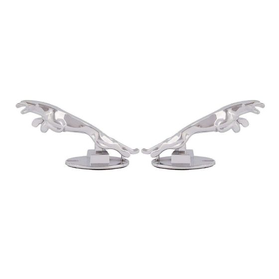 AllExtreme EXCJEL2 Jaguar Style Bike Styling Front Mudguard Ornament Sign Emblem Logo with Chrome Finishing for Motorcycles & Bikes (Chrome, 2 PCS)