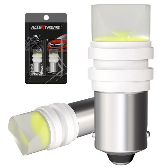 Allextreme Universal T10 LED Parking Light BA9S Socket 3000K 194 168 2825 License Plate Dome Map Door Courtesy Indicator Lamp Bulb for Car, Bike & Motorcycle (2 Pcs)