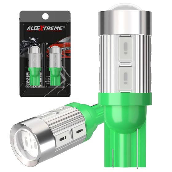 Allextreme EXT10SM Universal T10 LED Parking Light 10 SMD Super Bright Interior Pilot License Plate Dome Indicator Lamp Bulb for Car Bike and Motorcycle (3W, Green, 2 PCS)