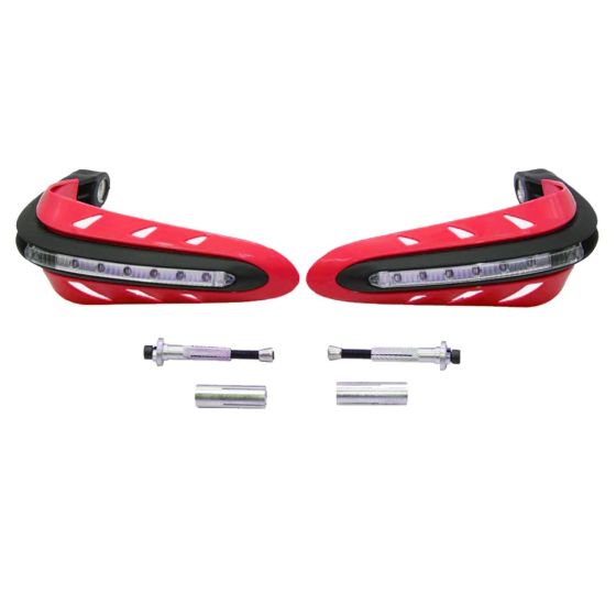 Allextreme EXHP22R Motorcycle Hand Guard with LED Light Universal Bike Handle Protector Shield Handlebar Protection Gear for ATV (Red, 7/8 Inch, 22mm), Standard