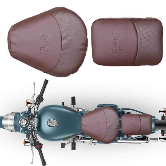 Allextreme PU Leather Seat Cover with Anti Skid Split Cushion Reinforced Stitching Dust Water Resistant for 350cc & 500cc Bullet Classic Models (Brown)