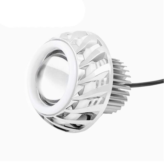 Allextreme 10W High Intensity Led Projector Lamp Stylish Dual Ring COB LED Headlight with Hi/Low Beam and Flasher Function for All Bikes (Red & Blue, 1 Pc)