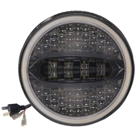 Allextreme EX7IYP1 75W Full Ring Round White LED Headlight 7 Inch Hi/Low Beam Angel Eye Lamp Compatible with Bullet/Harley Davidson/Jeep Wrangler (White & Yellow, Pack of 1)