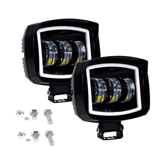 Allextreme EX3LFP2 3 LED Headlight Lamp Universal Waterproof Off Road Driving CREE LED Fog Light with Mounting Brackets for Bike, Jeep and Cars (30W, White, 2 Pcs)