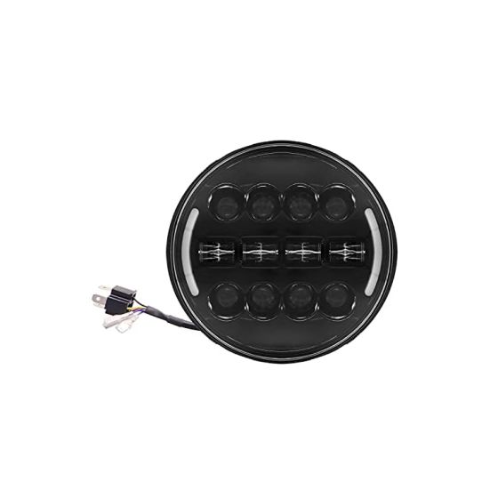 Allextreme EX12AW1 7 Inch Full Ring Round White LED Headlight with Hi/Low Beam Amber & White Angel Eye Lamp Compatible with Bullet, Harley Davidson Jeep Wrangler (75W, 1 Pc)