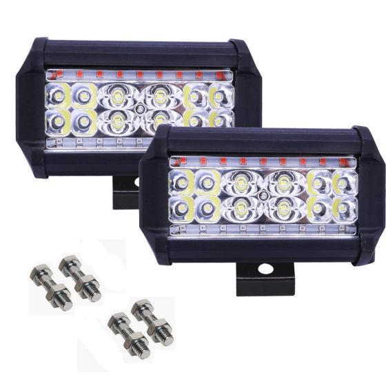 Allextreme EX30F2P 30 LED Fog Light Bar Flood LED Work Multi Rows Amber & White Light Waterproof Driving Lamp Universal for Car Motorcycle Bike (60W, 2 Pcs)