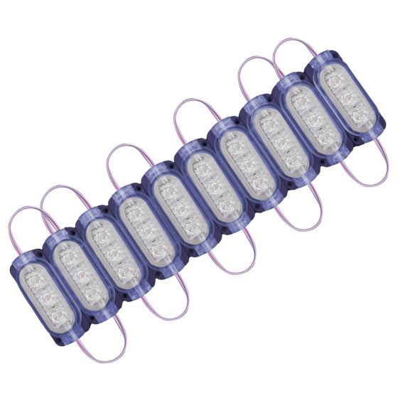 Allextreme EXMIL3B 3 LED Module Light Interior Exterior 12V 5730 Injection Decorative Lamp with Adhesive Backside for Car, Home & Decoration (10 Strips, Blue)