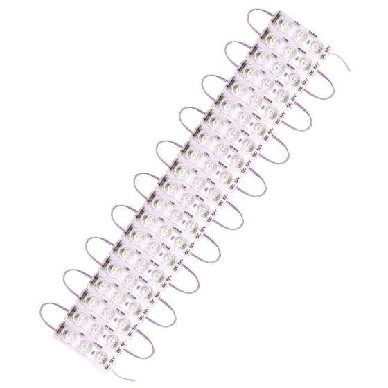AllExtreme EX3MLIW 3 LED Module Light Interior Exterior 12V 5730 Injection Decorative Lamp with Adhesive Backside for Car, Home & Decoration (20 Strips, White)