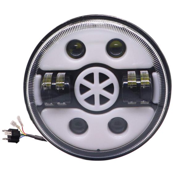 Allextreme EX7WH09 75W LED Headlight with Hi/Low Beam Angel Eye Lamp 7-inch Full Ring Light Compatible with Bullet Jeep (Multicolor, Pack of 1)