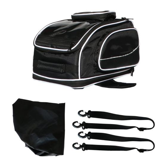 Allextreme EXFTB06 Magnetic Fuel Tank Bag with Night Reflectors & Rain Cover Multi-Pocket Storage Compartments Universal Fit Accessory for All Motorcycles Bike (Black)