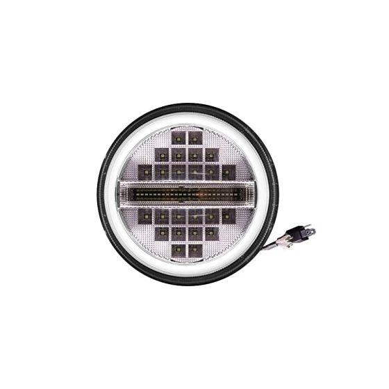 Allextreme EXHN7L1 7 Inch Round White LED Headlight with Hi/Low Beam Amber & White Angel Eye Lamp Compatible with Bullet, Harley Davidson Jeep Wrangler (75W, 1 Pc)