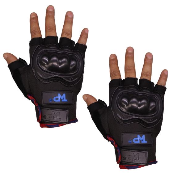 Allextreme EXO2FG09 Probiker Motorcycle Half Finger Riding Gloves for Bike Racing & Sports Hand Glove for Men and Women (XL, Blue)