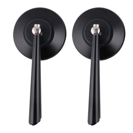 AllExtreme EXSM01B Round Rear View Side Mirrors with Adjustable Rotatable Handlebars Compatible With All Bikes (Black)
