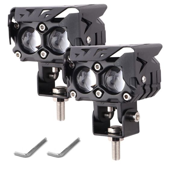 Allextreme EXT20F2 LED Fog Light Spot Beam 20W Projector Lens Heavy Duty Waterproof Driving Lamp for Motorcycle Bike Car SUV (2 Pcs, Yellow & White)