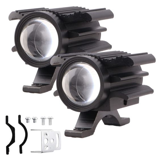 Allextreme EXT30F2 LED Fog Light Spot Beam 20W Projector Lens Heavy Duty Waterproof Driving Lamp for Motorcycle Bike Car SUV (2 Pcs, Yellow & White)