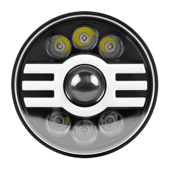 Allextreme EX07HL1 7 Inch Round White LED Headlight with Hi/Low Beam Amber & White Angel Eye Lamp Compatible with Bullet, Harley Davidson Jeep Wrangler (75W, 1 Pc)