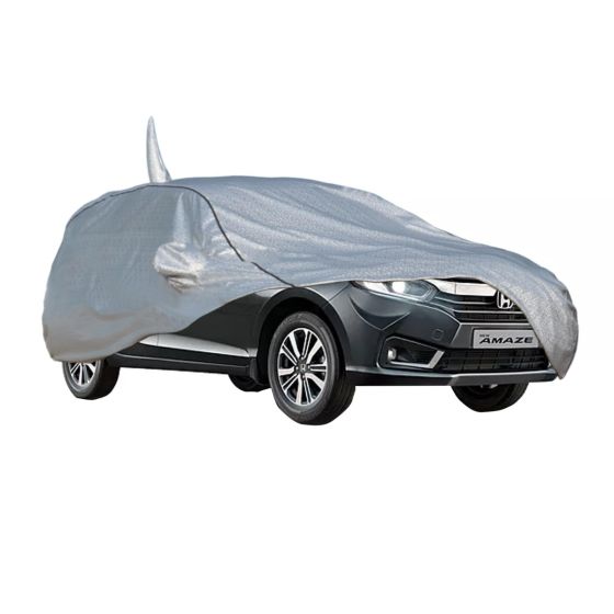 Allextreme HA7007 100% Tested Waterproof Car Body Cover Compatible with New Amaze, Old Amaze Custom Fit Dustproof UV Heat Resistant Indoor Outdoor Body Protection (Reflective Silver with Mirror)
