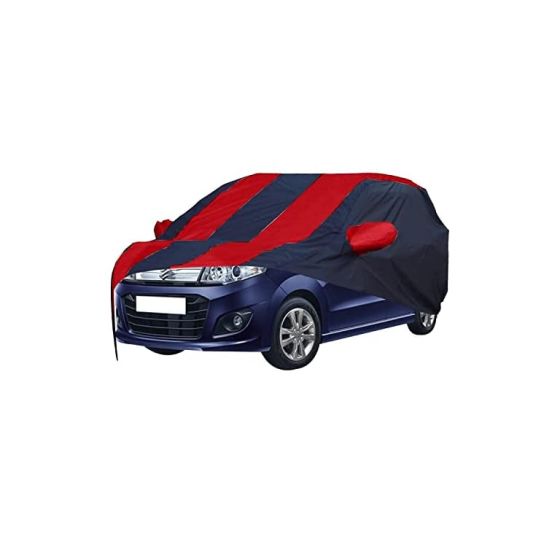 Allextreme MW5004 Car Body Cover Compatible with Maruti Suzuki New Wagon R Custom Fit Dustproof UV Heat Resistant Indoor Outdoor Body Protection (Navy Blue & Red with Mirror)