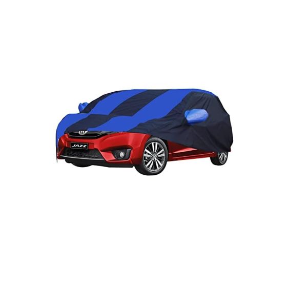 Allextreme NZV5002 Car Body Cover Compatible with New Jazz Custom Fit Dustproof UV Heat Resistant Indoor Outdoor Body Protection (Navy Blue & Blue with Mirror)