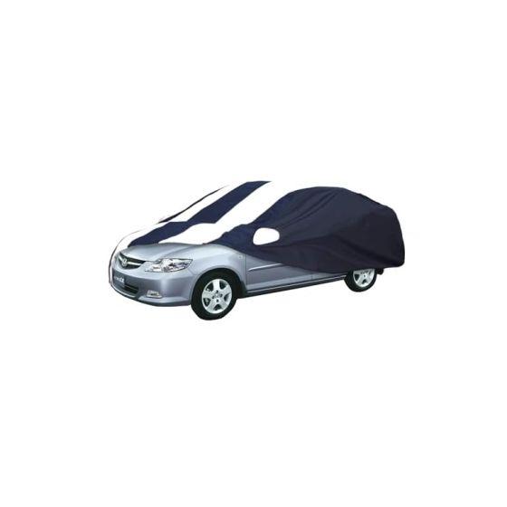Allextreme CZ5005 Car Body Cover Compatible with City ZX Custom Fit Dustproof UV Heat Resistant Indoor Outdoor Body Protection (Navy Blue & White with Mirror)