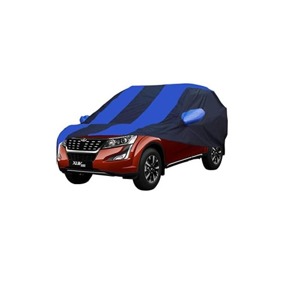 Allextreme MXY5002 Car Body Cover Compatible with Mahindra XUV500 Custom Fit Dustproof UV Heat Resistant Indoor Outdoor Body Protection (Navy Blue & Blue with Mirror)